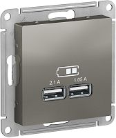 Розетка USB тип A+A без рамки Systeme Electric AtlasDesign 2-м. 2100мА сталь картинка